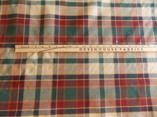Red Green Plaid Print Fabric / Upholstery Fabric 1 Yard R106