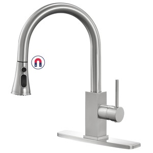 Stainless Steel Kitchen Sink With Magnetic Docking Pull Down Spray