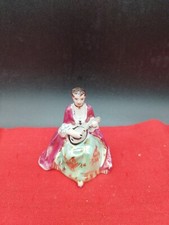 Limoges Objet Vitrine Collection Porcelaine Femme Jouant Cithare (E7)