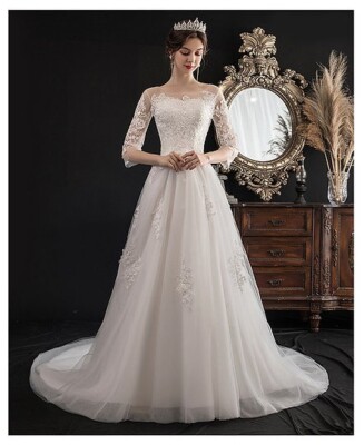 chinese dress ladies Luxury Mermaid Wedding Gown With Long Sleeves