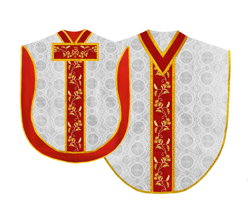 Borromean Chasuble with Floral Embroidered Trims - Church Vestment - Picture 13 of 24