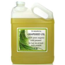 7 LB / 1 Gallon Premium Pure Organic Cold Pressed Grapeseed Oil Multi Purpose
