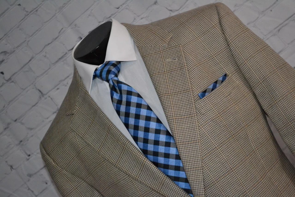 Blazers Jos A Bank 42538-a bronzeado geométrico mistura de lã de seda tamanho 43 L masculino adulto - Imagem 2 de 4