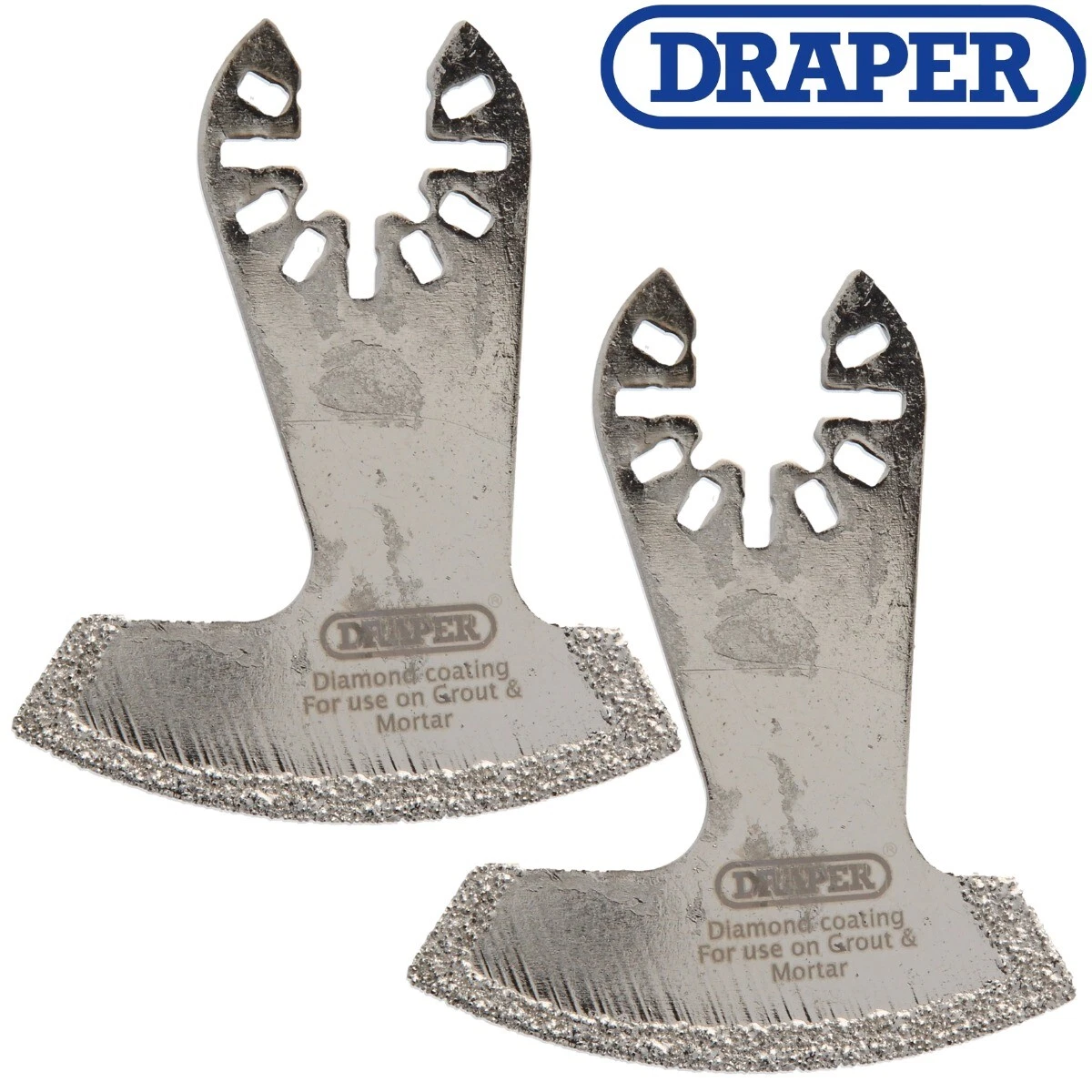 2 x DRAPER Diamond Coated MULTI TOOL BLADES 52mm Oscillating Grout Mortar Cutter