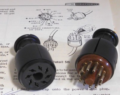 NEW 8 AND 11 PIN CONNECTORS FOR HEATHKIT POWER SUPPLY - USA MADE