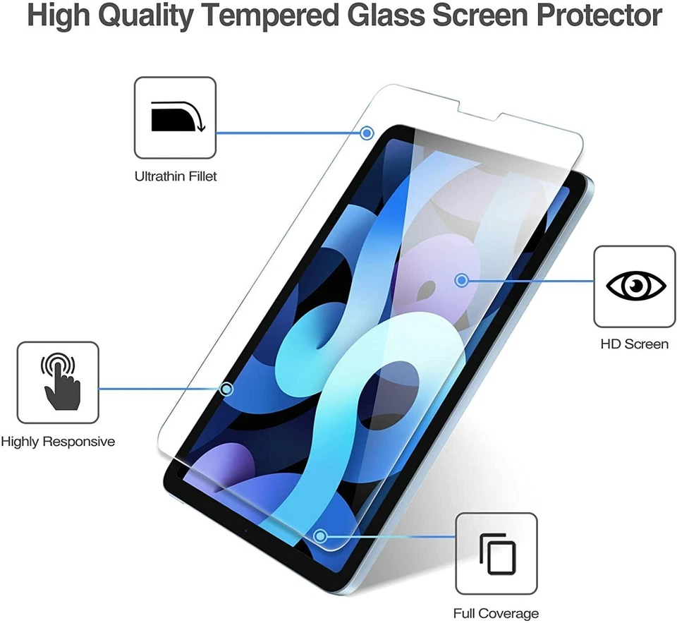 TEMPERED GLASS SCREEN PROTECTOR FOR APPLE IPAD AIR 1 2 3 10.5''/  4 5 11'' - Image 4 of 4