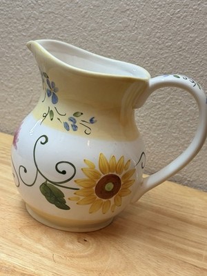 Vintage Niji From FTD Floral Ceramic Pitcher Vase Cottagecore Farmhouse Decor