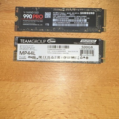 Samsung 990 PRO 1TB V-NAND M.2 2280 NVMe + TEAMGROUP MP44L 500GB M.2 2280 NVMe