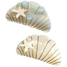 2PCS Shell Claw Clip,Beach Claw Clip for Thick Fine Curly Hair 3.5 Inches Ace...