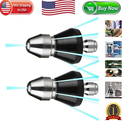 #ad Powerful Stainless Steel High Pressure Nozzle Set for Efficient Sewer Cleaning $31.99