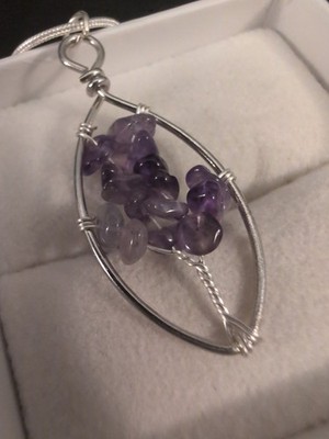 Sterling925 Handarbeit Amethyst Lebensbaum Halskette Anhänger Glück Geld Reinheit