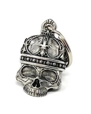  - King Skull Motorcycle Biker Bell Accessory or Key Chain for Luck - Made in 