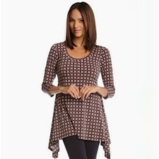 Karen Kane Geometric Handkerchief 3/4 Sleeve Tunic Top Medium