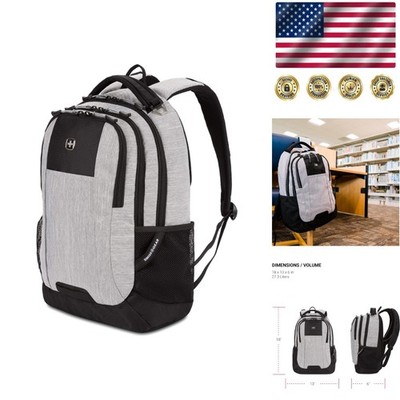 Cecil 5505 Laptop Backpack in Heather Grey | 18-Inch, 9 Pockets, Water-Resistant