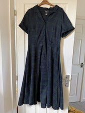 Collectif Caterina Blackwatch Tartan Swing Dress Size Large 14 Vintage Retro