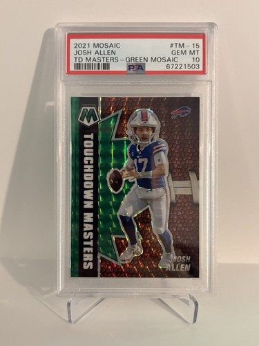 Josh Allen Panini 2021 Mosaic Touchdown Masters TM-15 Green Mosaic Prizm PSA 10