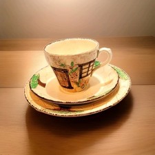 BURLINGTON WARE English country kitsch cottage ware tea cup saucer trio 1950's
