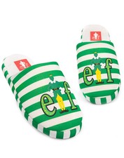 Elf Green Striped With Logo Placement Print Mule Slippers Womens