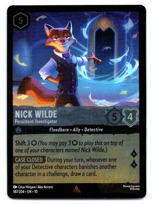 Lorcana Nick Wilde - Persistent Investigator Whispers in the Well 10 FOIL 187 NM