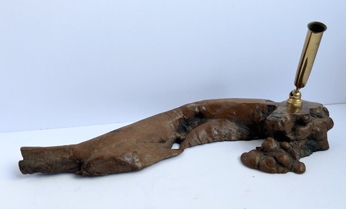 Large 9.5” Walnut Burl Wood Sculpture Pen/Pencil Holder - Beautifully Polished - Picture 1 of 12