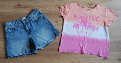 Jeans - Shorts, Größe 36/38, Jack Jones, stonewashed + Sommer-Shirt
