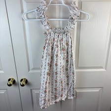 Reformation Ruffle Sleeveless Floral Mini Dress Linen Small S White Pink