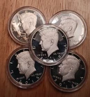 FIVE SILVER PROOF KENNEDY HLVS 2019-S 999 % + 1995-S ,2014-S 2015-S AND 2016-S