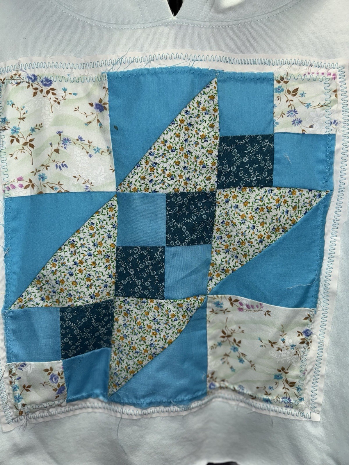 Upcycled Patchwork Cropped Hoodie - image 2