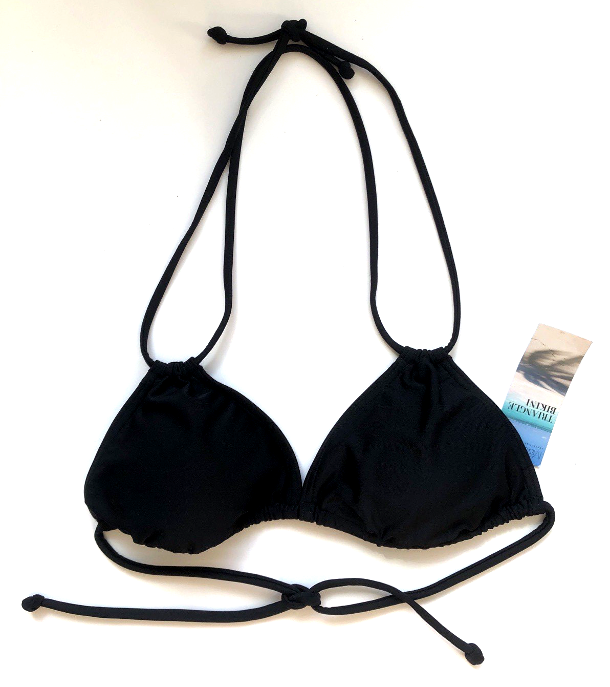 Marks & Spencer Triangle Bikini Top UK 10 Solid Black BNWT