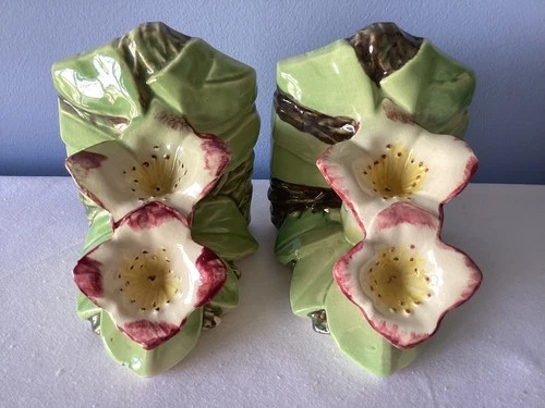 Vintage McCoy Double Lily Bookends Beautiful Colors READ CHIPS