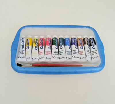 Tempera Farben 12 Tuben extra fein Giotto 12 ml Neupackung mit 2 Pinseln