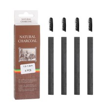 Willow Charcoal Sticks, 10-13mm Willow Charcoal Pencils Black, Pack of 4
