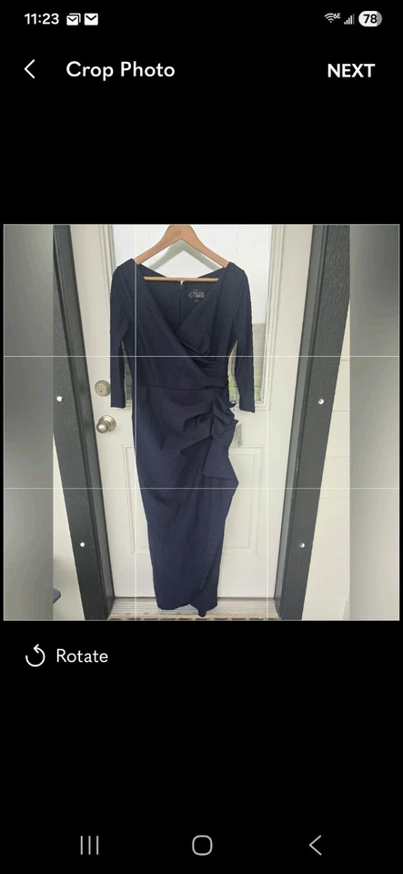 Vestido Alex Evenings Compresión Sobrepelliz Drapeado Manga 3/4 Talla 10 Azul Noche Foto 2 de 4