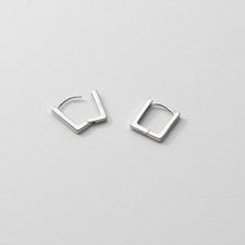 925 Sterling Silver Thin Square Small Hoop Huggie Earrings A1620