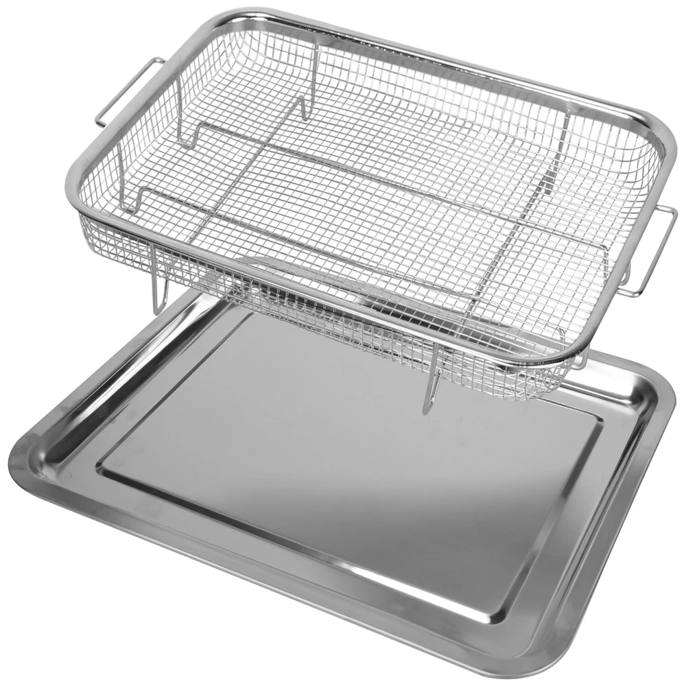 Air Fryer Basket for Oven, Set Stainless Steel Oven Air Fryer Basket and Tray