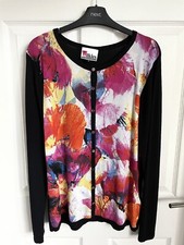 Ladies Black Mix WILKIES Womanswear Button Front Cardigan Jumper - Size Small