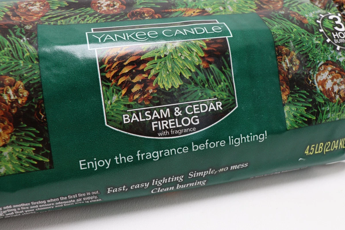 Yankee Candle Balsam Cedar Fire Log Scented Fireplace Burning Wood Fire Log  | eBay