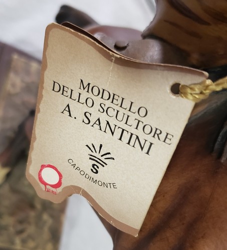 Cavallo Cowboy Dipinto a Mano Stile Capodimonte Firmato A.Santini scultura - Foto 9 di 15