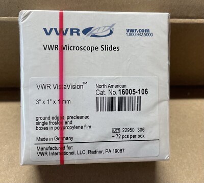 VWR VistaVision Microscope Slides, 3''x1''x1 mm, 72 pc,  16005-106
