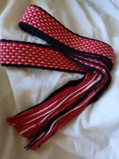 Item2020242 Powder Horn strap black, red and white 48"long x 1 1/2" wide