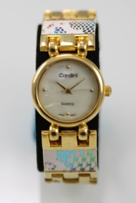 Cardini Watch Women Stainless Steel Gold Battery Water Resist Pearl White Quartz