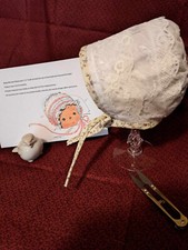 Baby Bonnet-Made with creamy calico prints trimmed with Vintage trims 0-3 Month