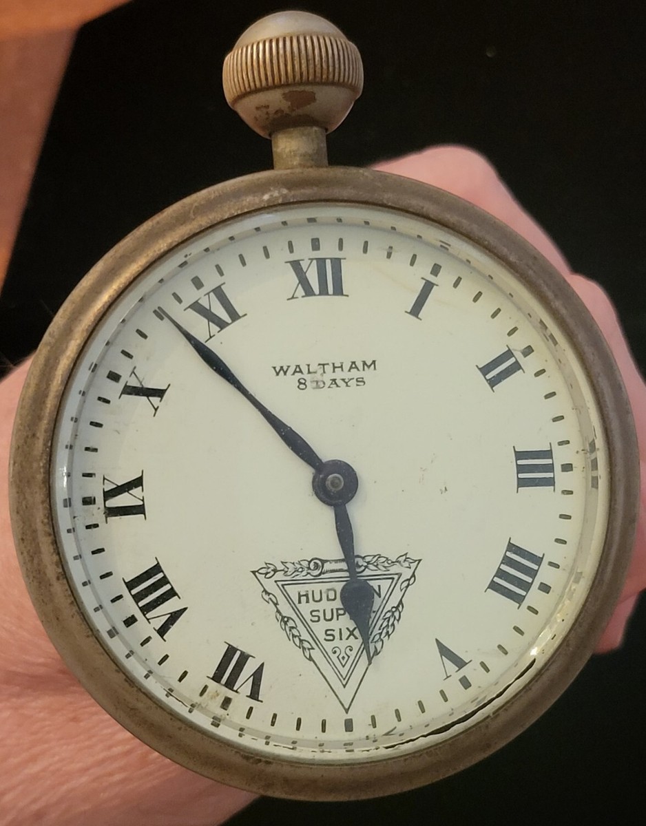 時計　アメリカ　ビンテージ Antique Working Hudson Super Six Waltham 8 Day Auto Clock w