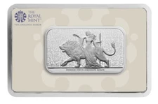 2024 British Royal Mint 1 Oz Silver minted bar Una and the Lion 999.9