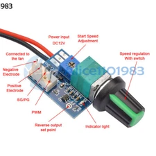 1~10pcs DC12V PWM Fan Governor Speed Control With Knob 2-3/4Wire Fan Regulation