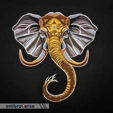 Elephant Head Large Back Patch - Hindu Deity Ganesha - Embroidered Iron On