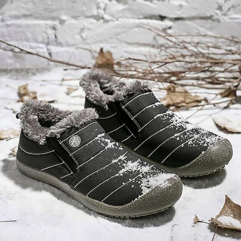 YAMIELO Kaegreel Men's Waterproof Snow Boots - Plush Lined, Anti-Slip Sole, Slip-On Winter Ankle Boots For Cold Weather