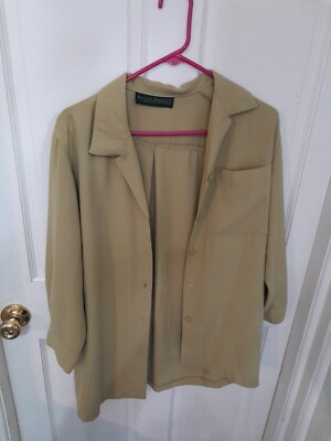 Harve Benard Womens Olive Green Long Button Down  Shirt Extra Large