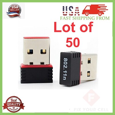 Lot of 50 Mini USB WiFi WLAN Wireless Network Adapter 802.11 Dongle RTL8188 WIN