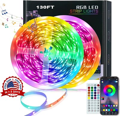 Luces Led De 130 Pies Para El Dormitorio, Control De Aplicaciones Musica Sinc...
